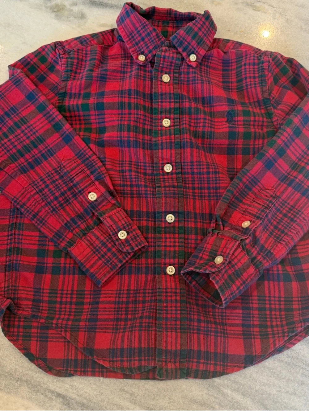Ralph Lauren Boys 4T Kids Plaid‎ Button-Down Shirts Blue & Green and Red Bundle